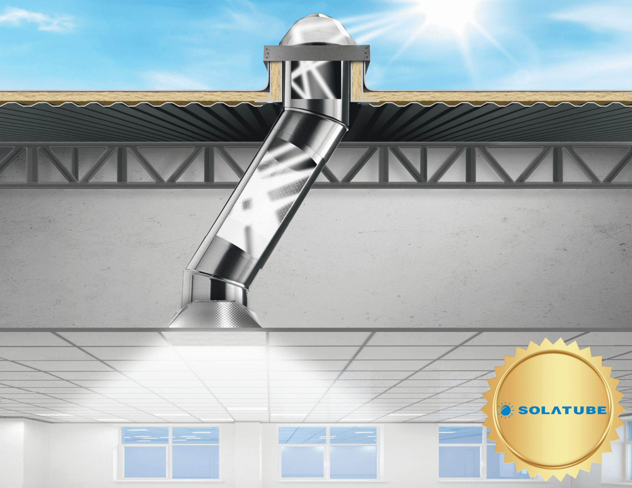 SolaTube natural daylighting system bringing sunlight into interior spaces without electricity in St. Lucia