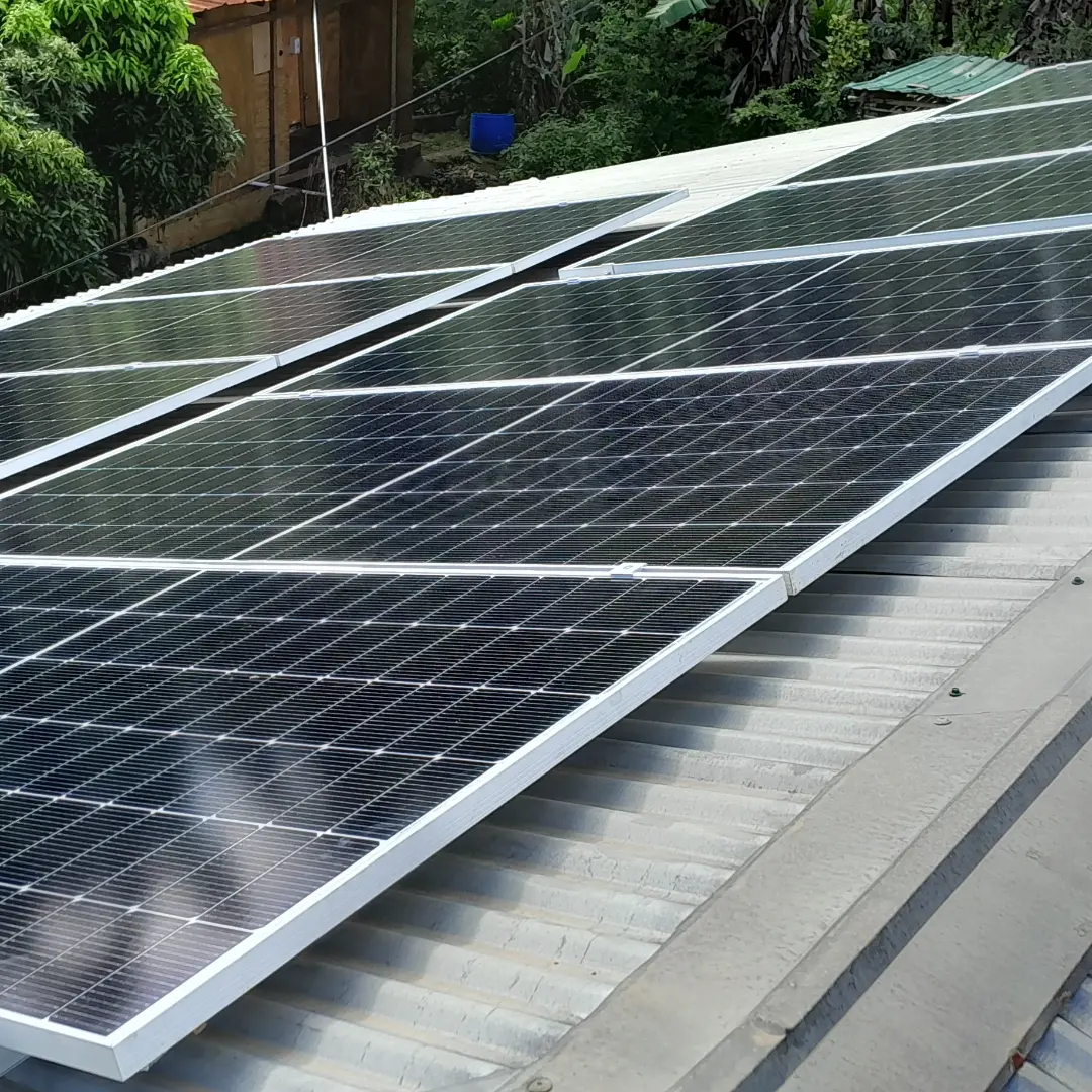Commercial solar PV system installation with multiple solar panels for business energy needs